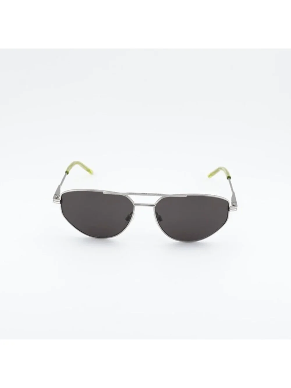 DKNY DK117S 045 Sunglasses Satin Silver Square Frame, Kiwi Lenses
